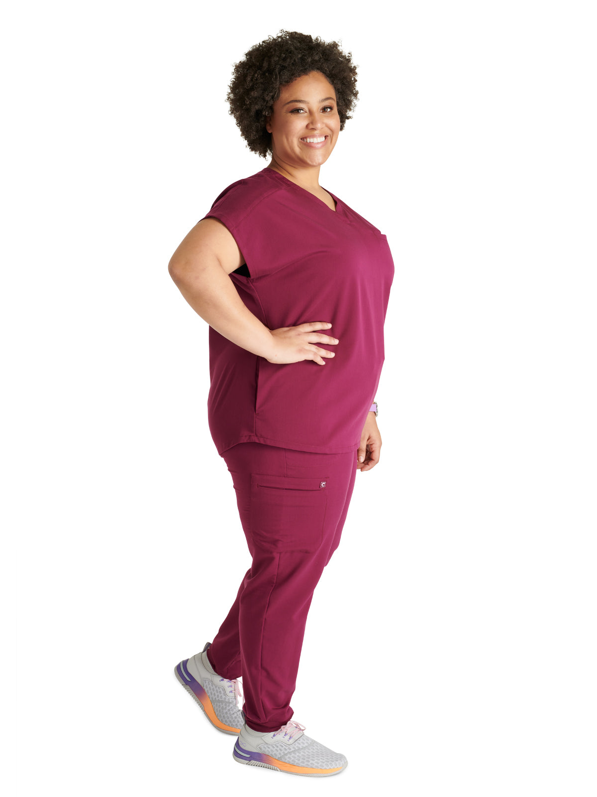 Women's V-Neck Top - CK836A - Wine
