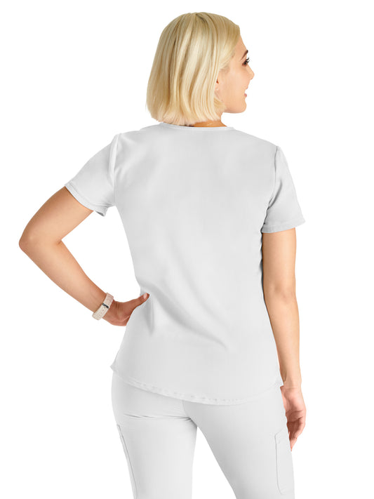 Women's V-Neck Top - CK837A - White