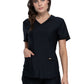 Women's Curved Hemline V-Neck Top - CK840 - Black
