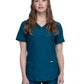 Women's Curved Hemline V-Neck Top - CK840 - Caribbean Blue