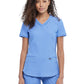 Women's Curved Hemline V-Neck Top - CK840 - Ciel Blue