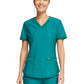Women's Curved Hemline V-Neck Top - CK840 - Hunter Green