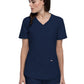 Women's Curved Hemline V-Neck Top - CK840 - Navy