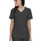 Women's Curved Hemline V-Neck Top - CK840 - Pewter