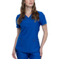 Women's Curved Hemline V-Neck Top - CK840 - Royal