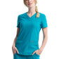Women's Curved Hemline V-Neck Top - CK840 - Teal Blue
