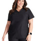 Women's 2-Pocket Contemporary V-Neck Top - CK843 - Black