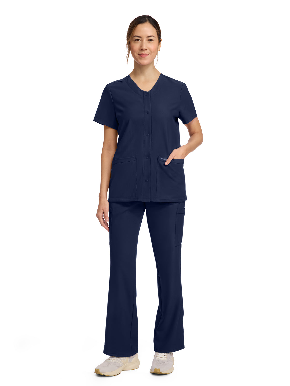 Women's 2-Pocket Snap-Front Top - CK844A - Navy