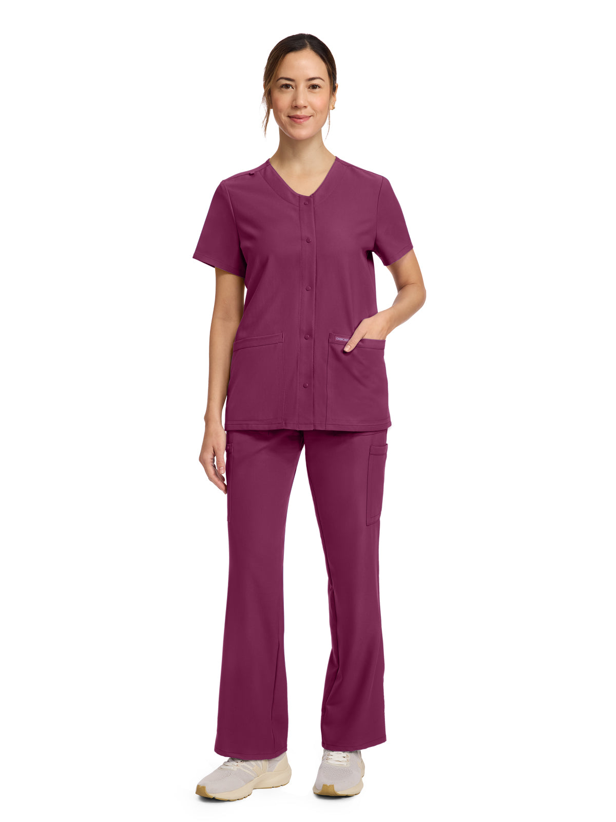 Women's 2-Pocket Snap-Front Top - CK844A - Wine