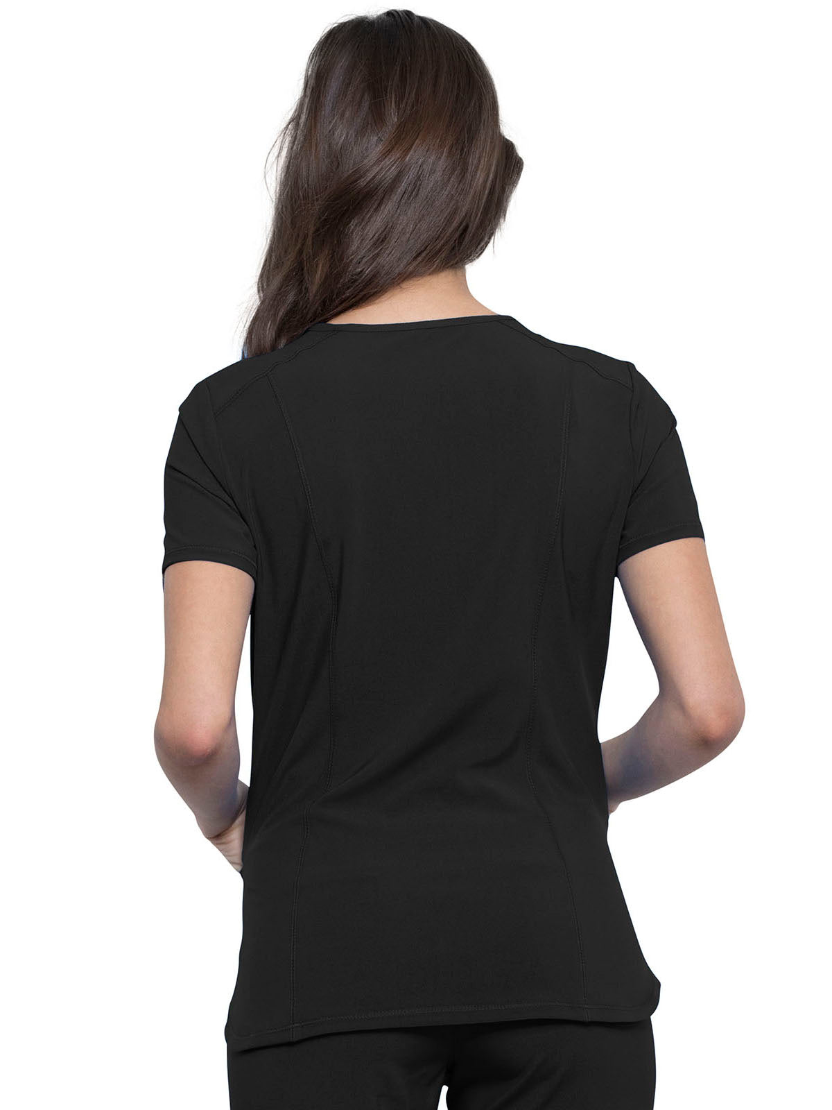 Women's 2-Pocket V-Neck Top - CK865A - Black