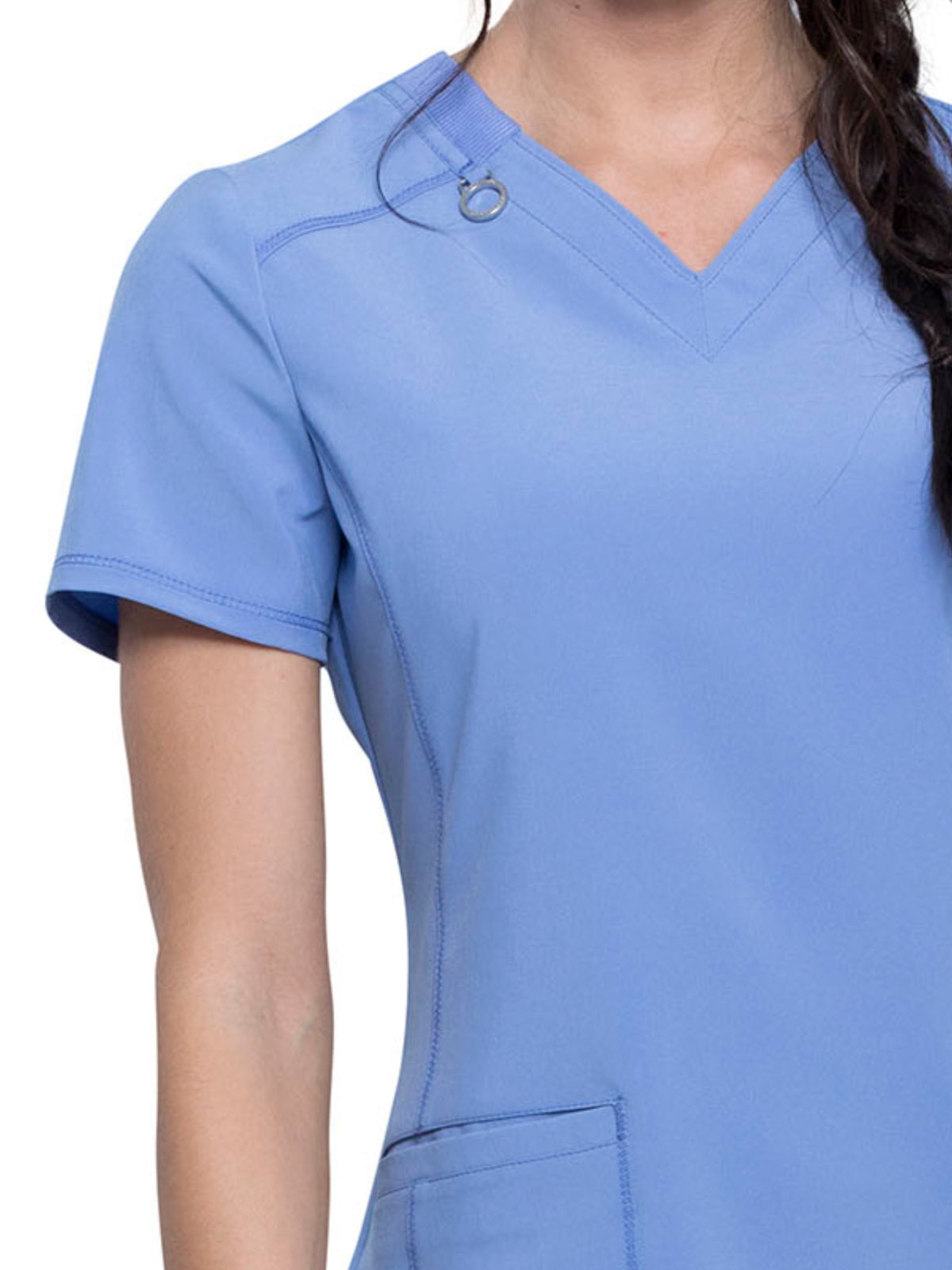 Women's 2-Pocket V-Neck Top - CK865A - Ciel