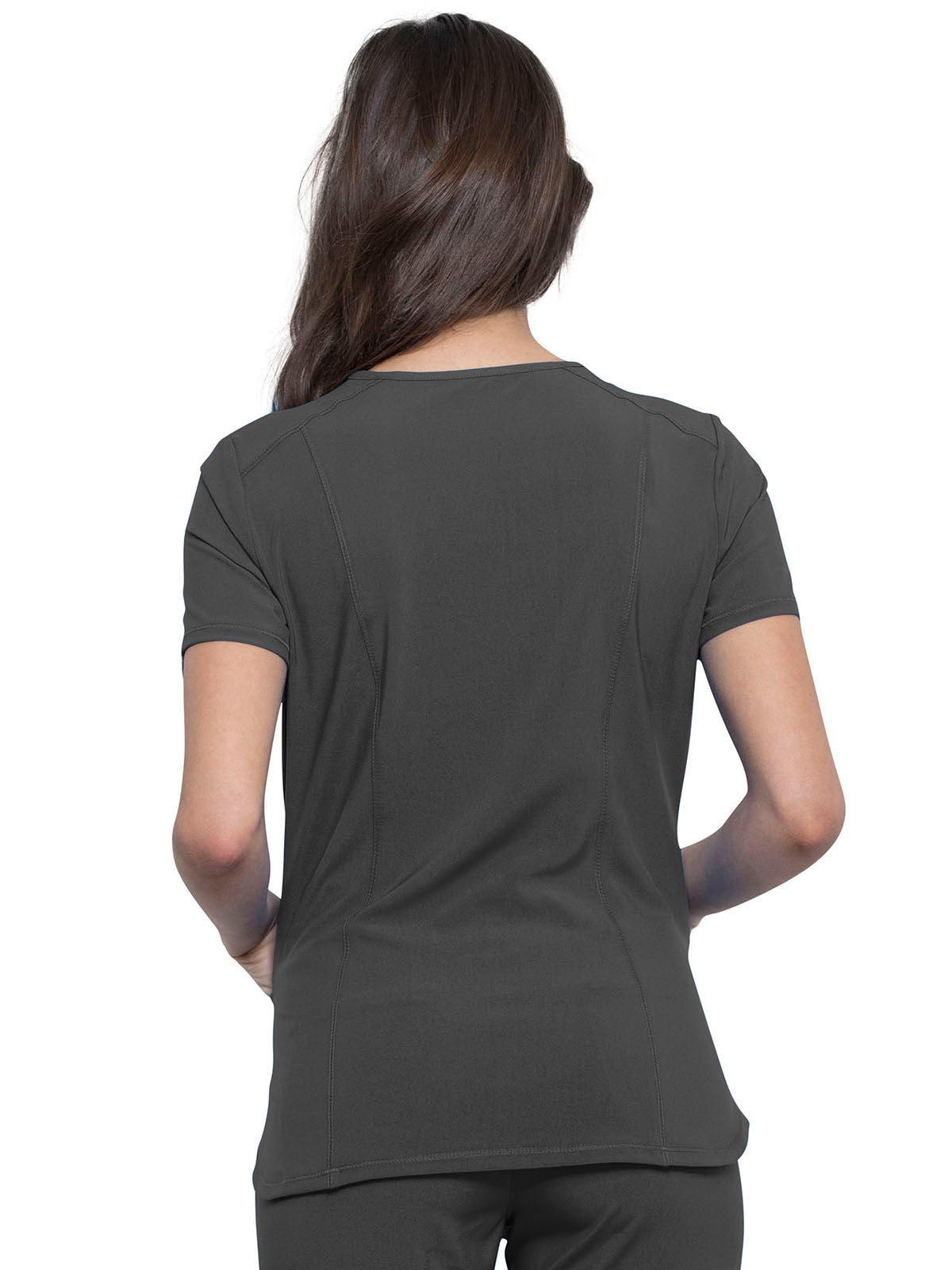 Women's 2-Pocket V-Neck Top - CK865A - Pewter