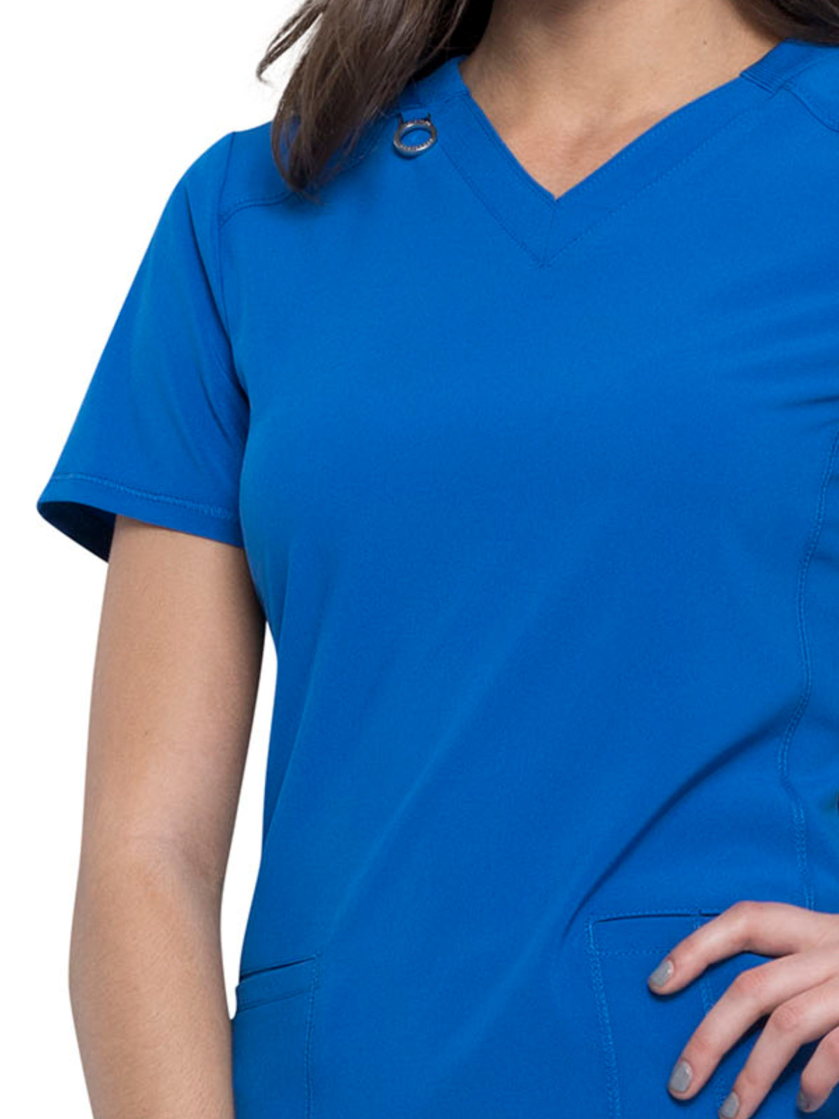 Women's 2-Pocket V-Neck Top - CK865A - Royal