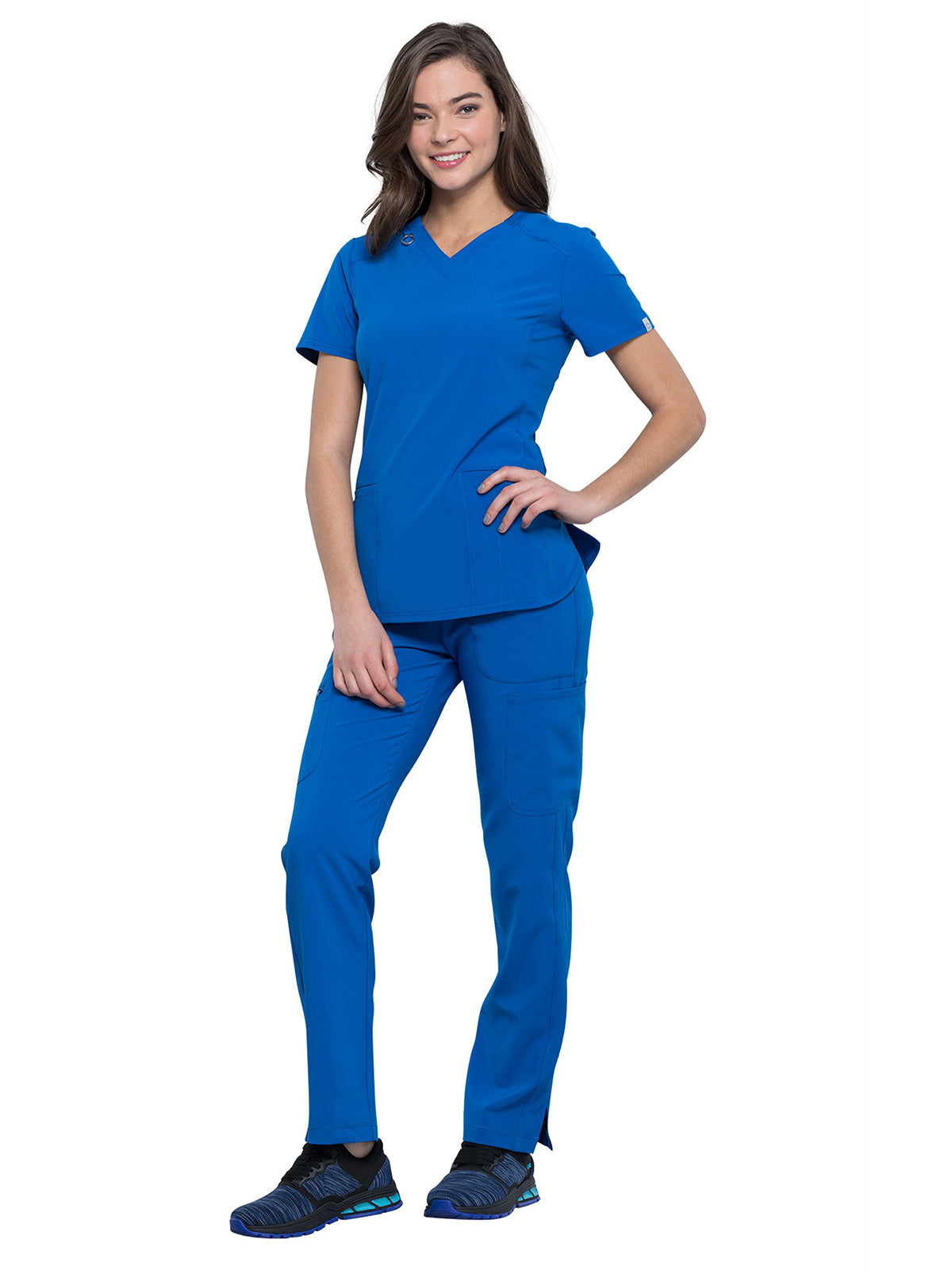 Women's 2-Pocket V-Neck Top - CK865A - Royal