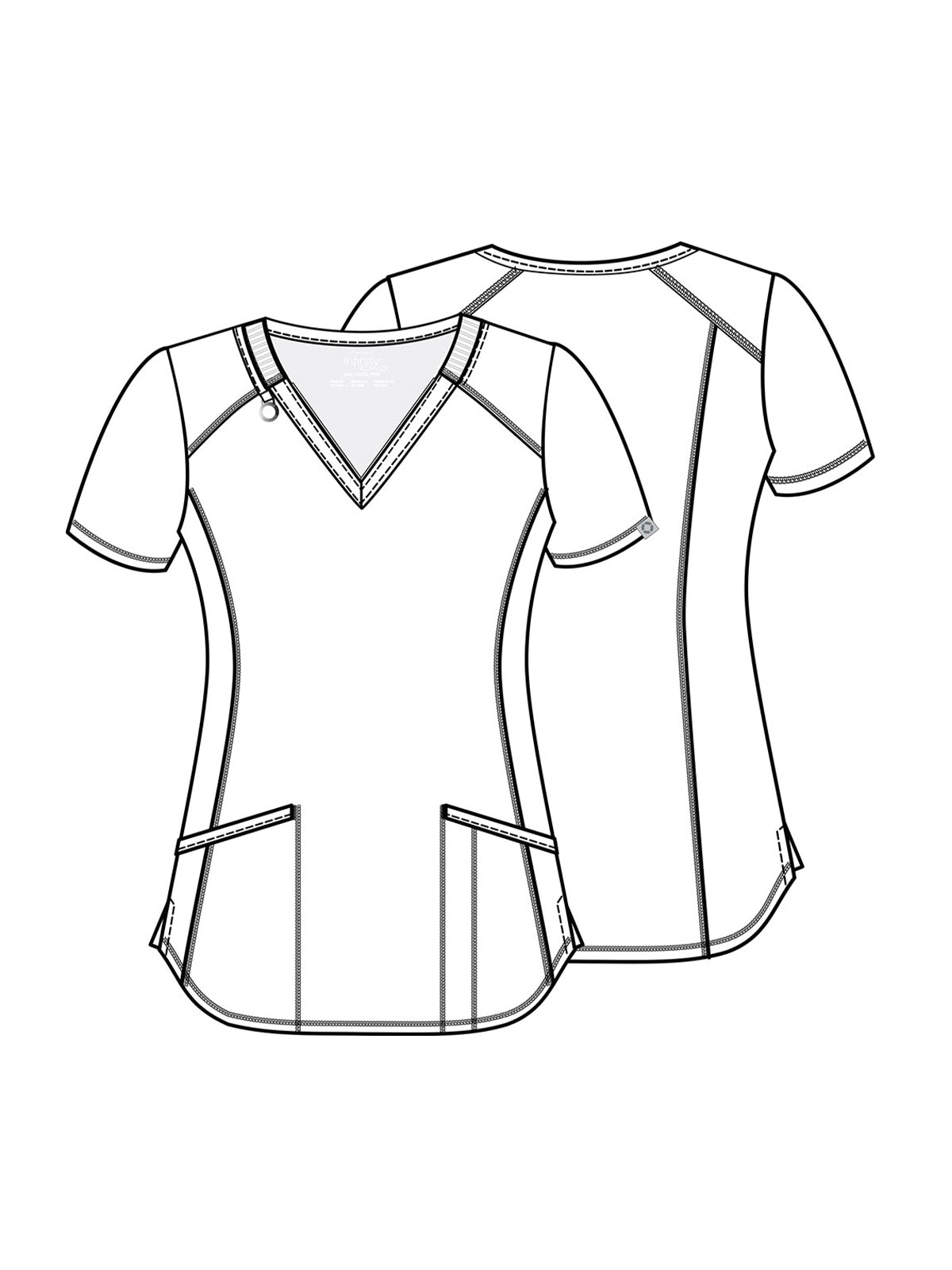 Women's 2-Pocket V-Neck Top - CK865A - Pewter