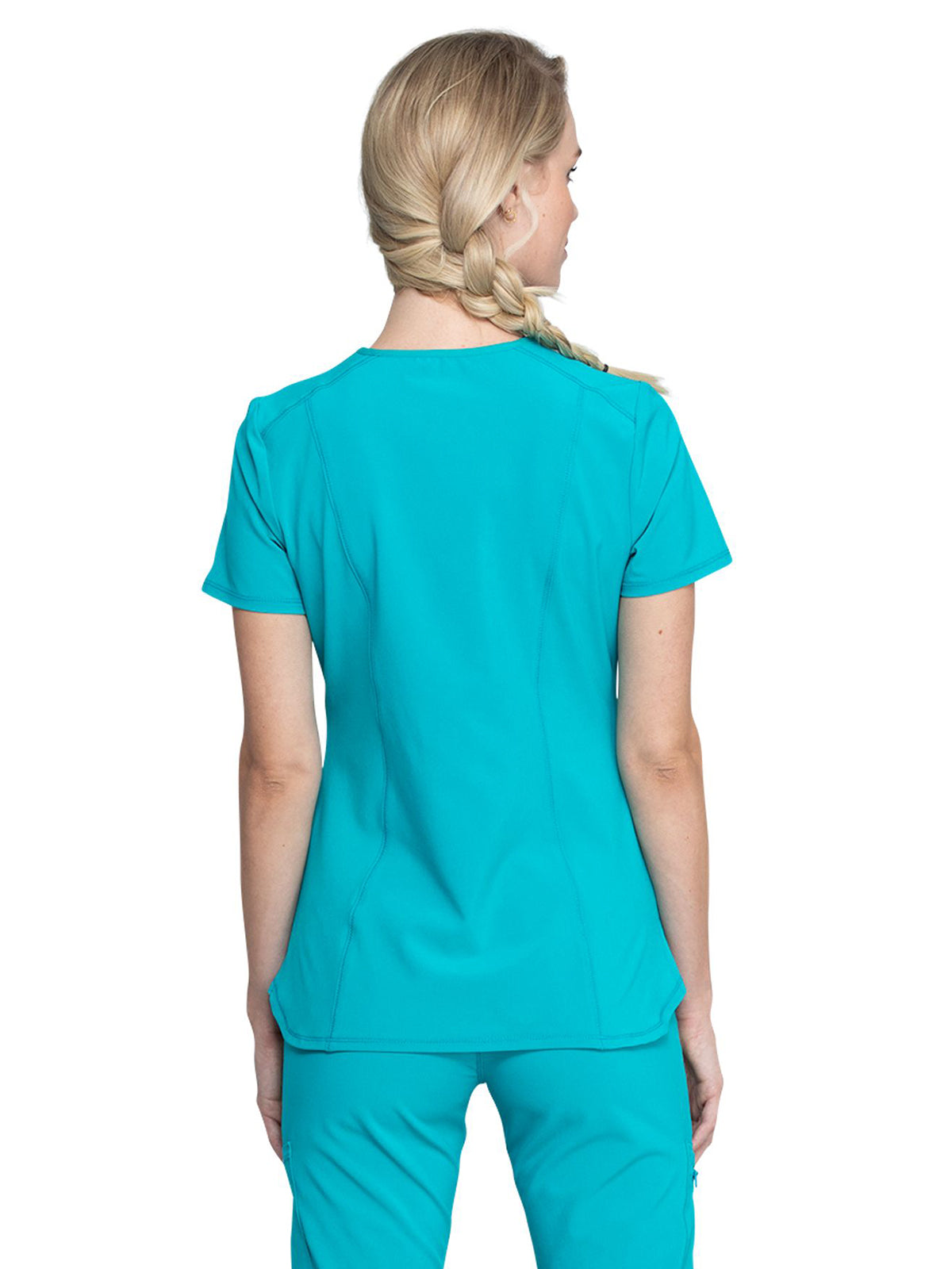 Women's 2-Pocket V-Neck Top - CK865A - Teal Blue
