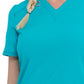 Women's 2-Pocket V-Neck Top - CK865A - Teal Blue