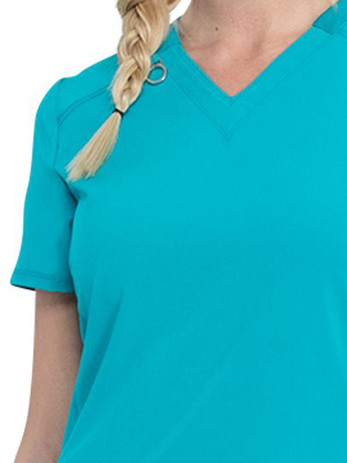 Women's 2-Pocket V-Neck Top - CK865A - Teal Blue