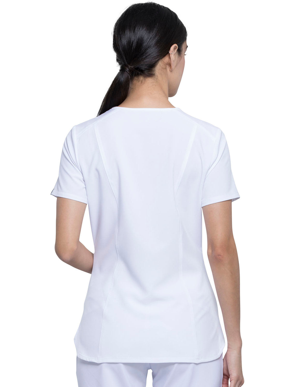 Women's 2-Pocket V-Neck Top - CK865A - White