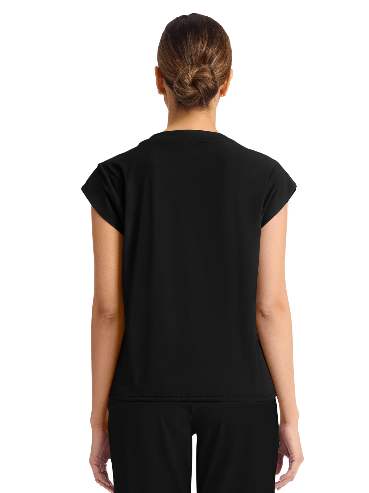 Women's 1-Pocket Crew Neck Top - CK936 - Black