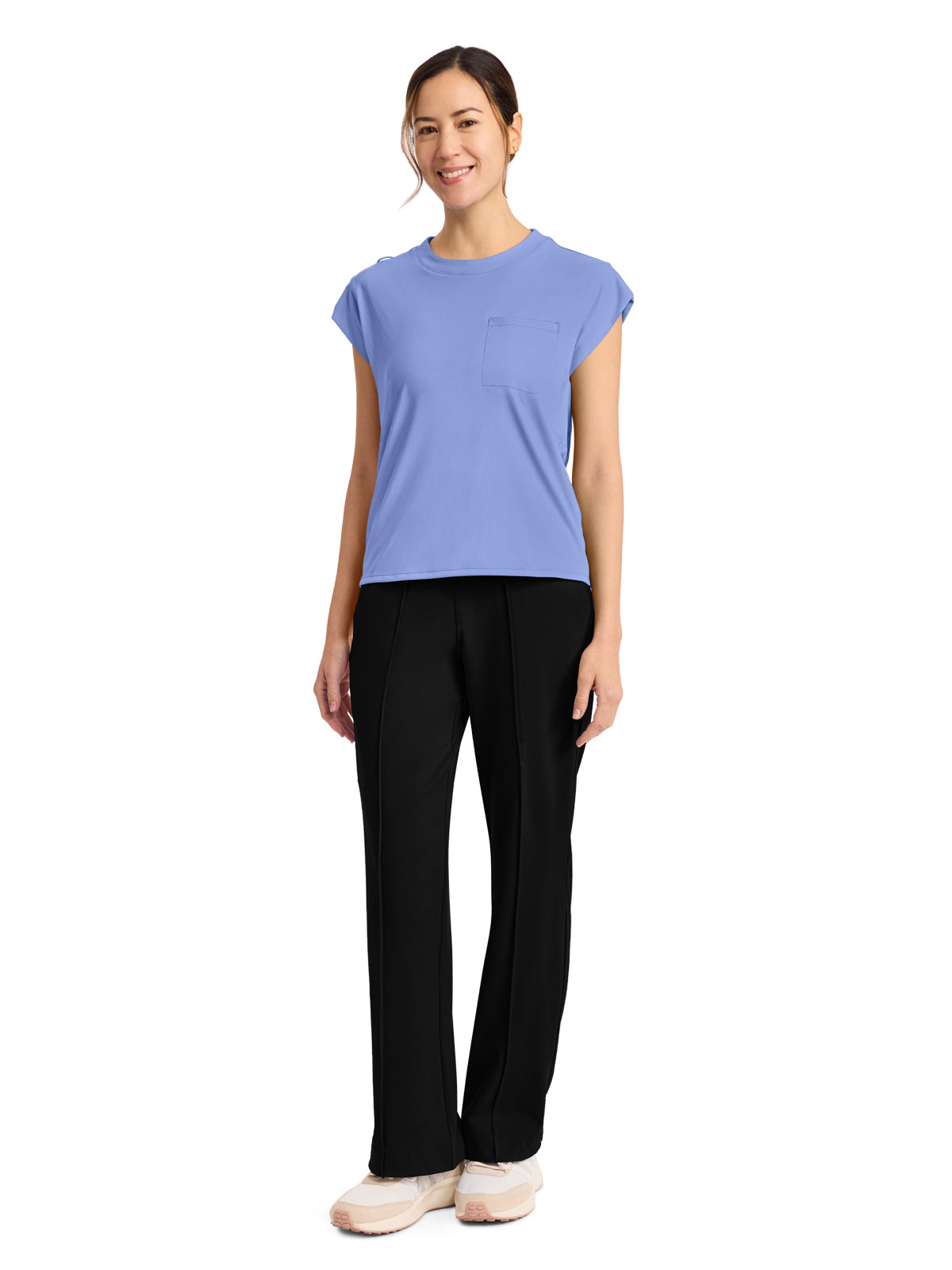 Women's 1-Pocket Crew Neck Top - CK936 - Ciel