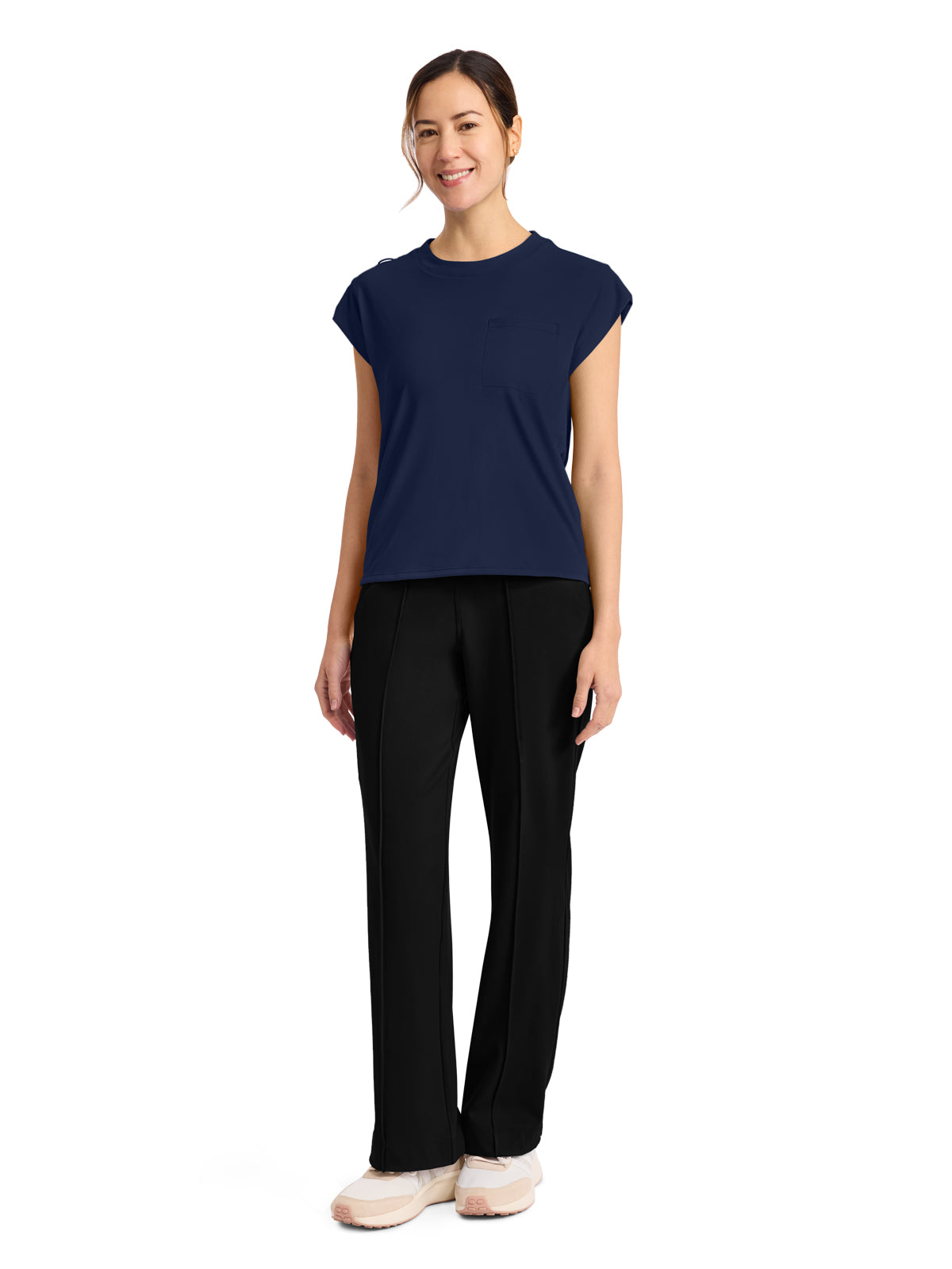 Women's 1-Pocket Crew Neck Top - CK936 - Navy