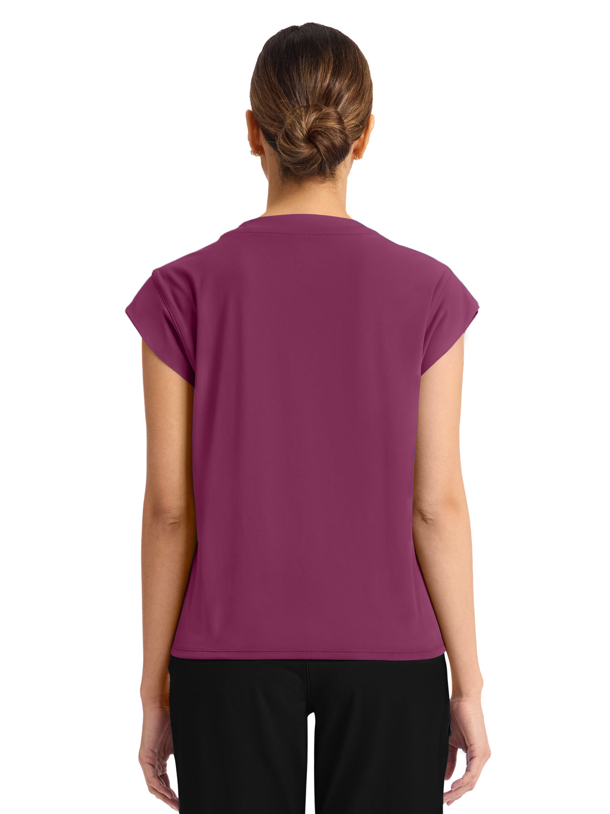 Women's 1-Pocket Crew Neck Top - CK936 - Wine