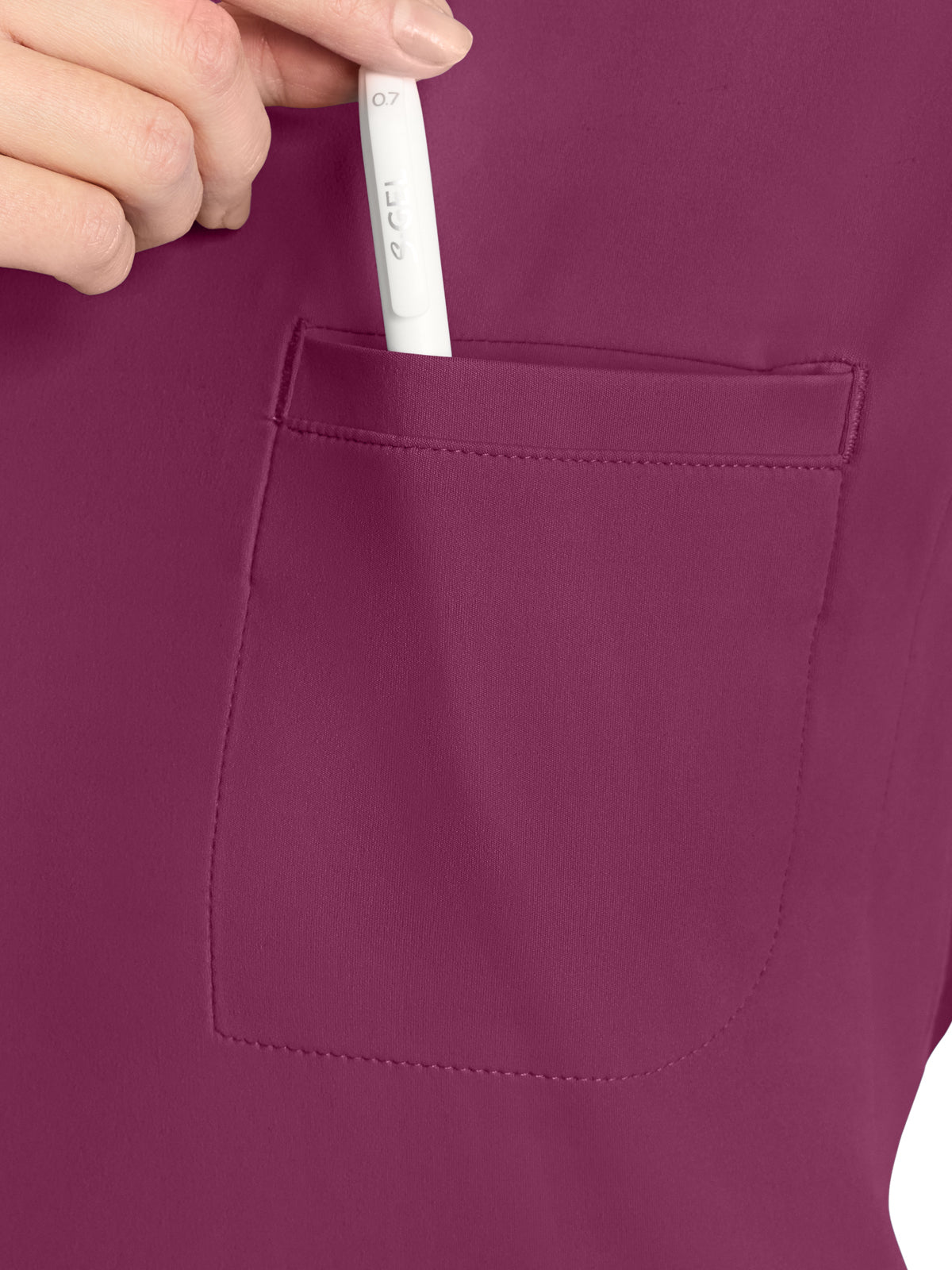 Women's 1-Pocket Crew Neck Top - CK936 - Wine