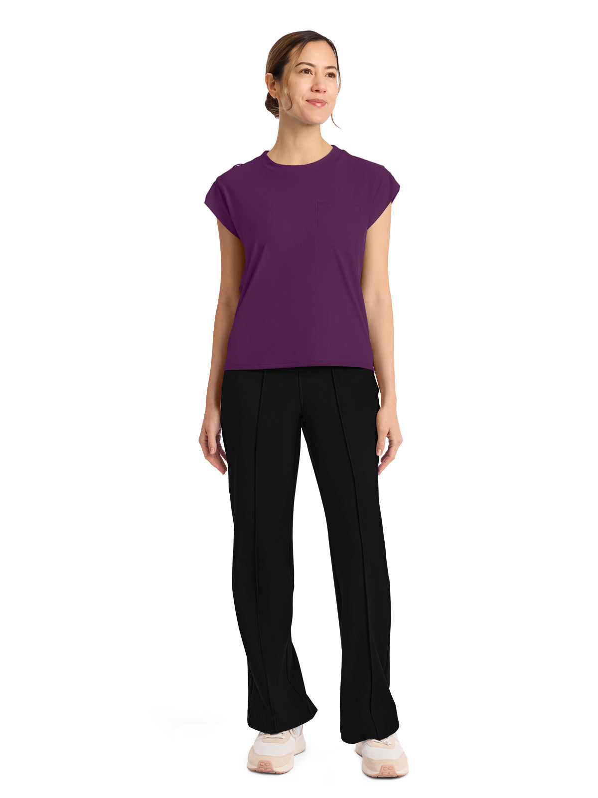 Women's 1-Pocket Crew Neck Top - CK936 - Wild Mulberry