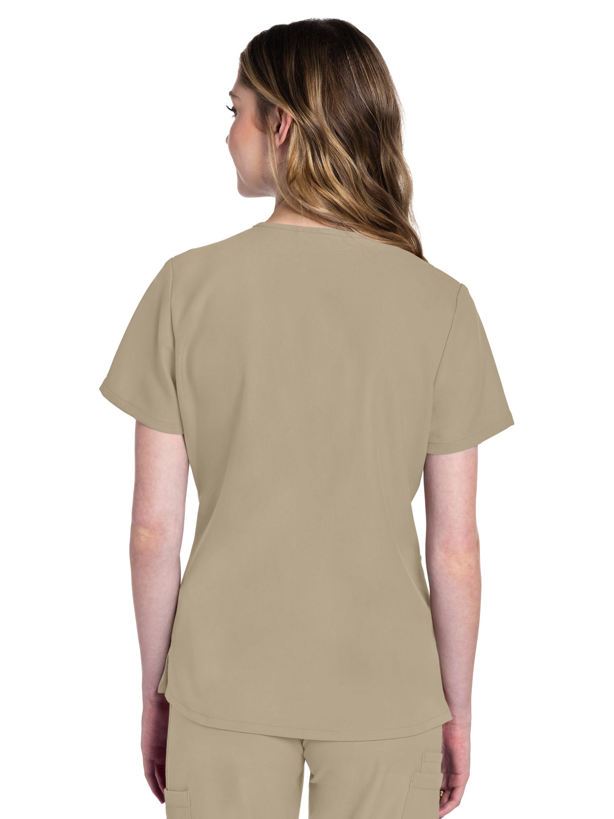 Women's 2-Pocket V-Neck Top - CK953A - Khaki