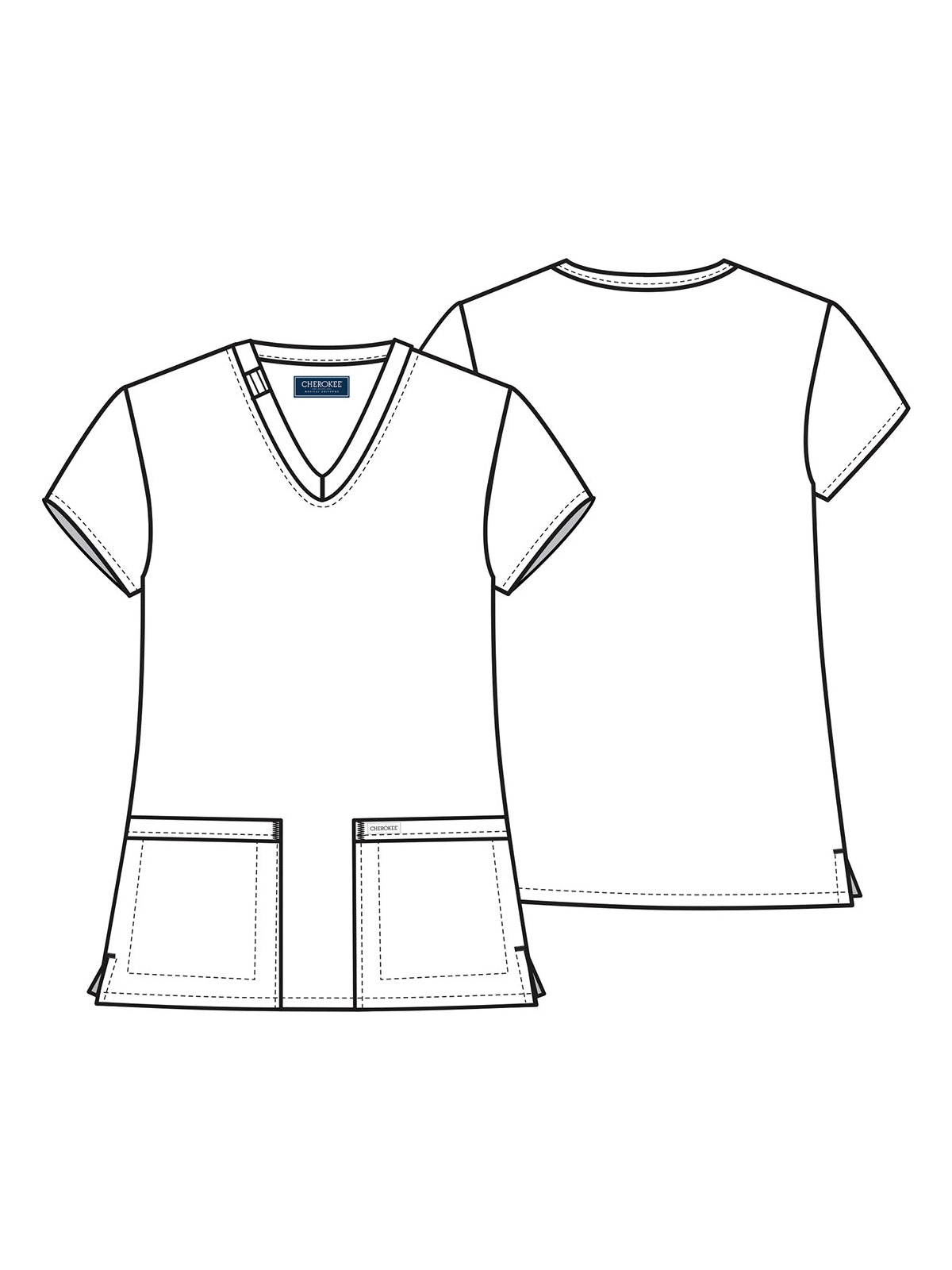 Women's 2-Pocket V-Neck Top - CK953A - Khaki