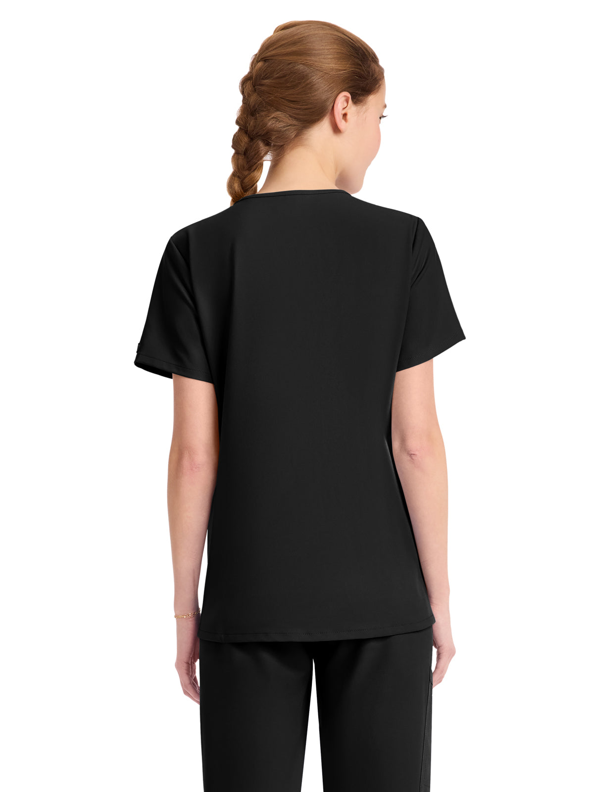 Women's 1-Pocket Tuck-In V-Neck Top - CK954A - Black