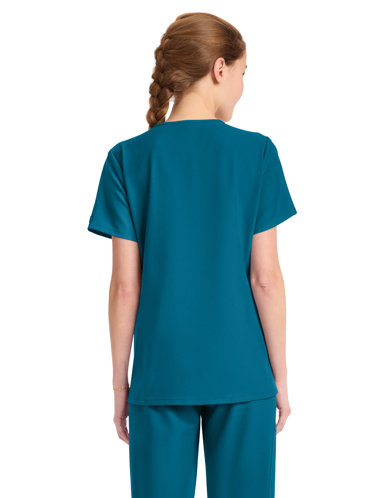 Women's 1-Pocket Tuck-In V-Neck Top - CK954A - Caribbean Blue