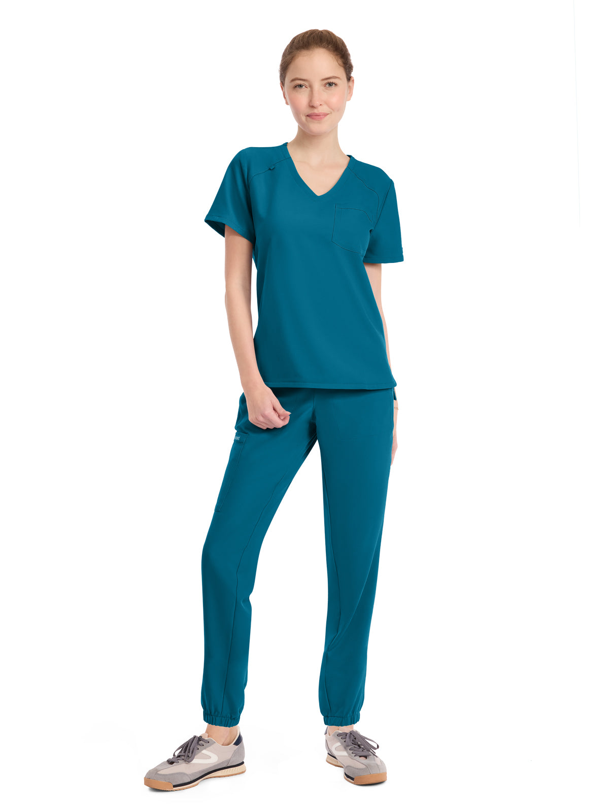 Women's 1-Pocket Tuck-In V-Neck Top - CK954A - Caribbean Blue