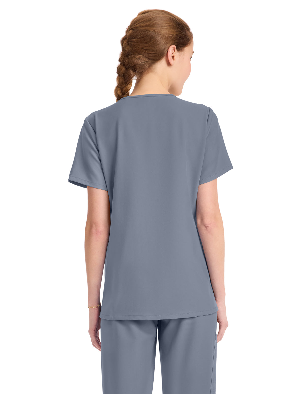 Women's 1-Pocket Tuck-In V-Neck Top - CK954A - Grey