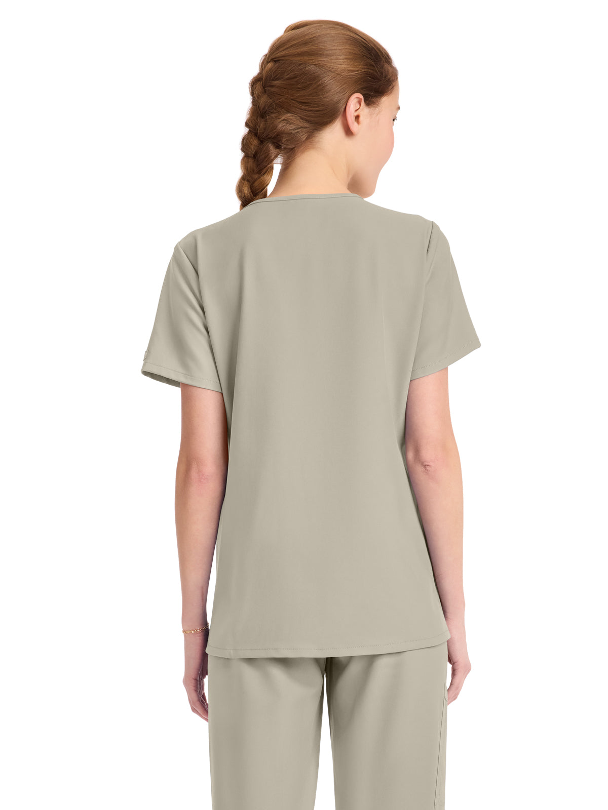 Women's 1-Pocket Tuck-In V-Neck Top - CK954A - Khaki