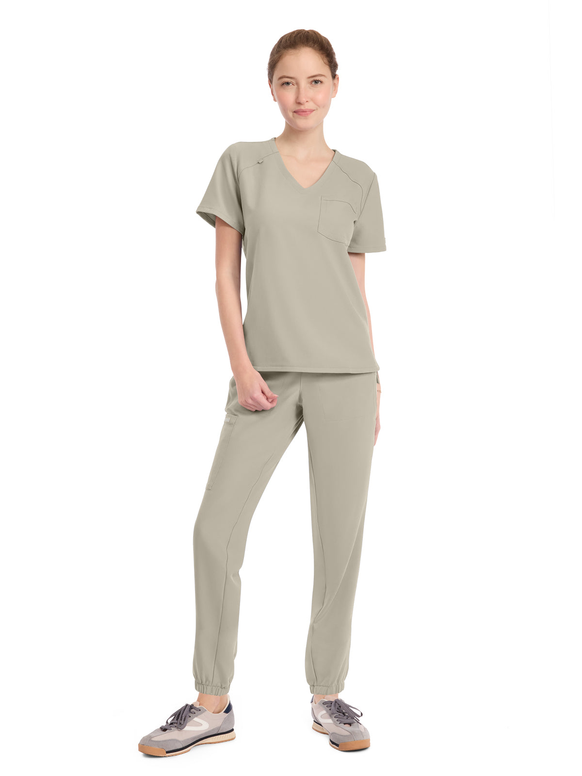 Women's 1-Pocket Tuck-In V-Neck Top - CK954A - Khaki