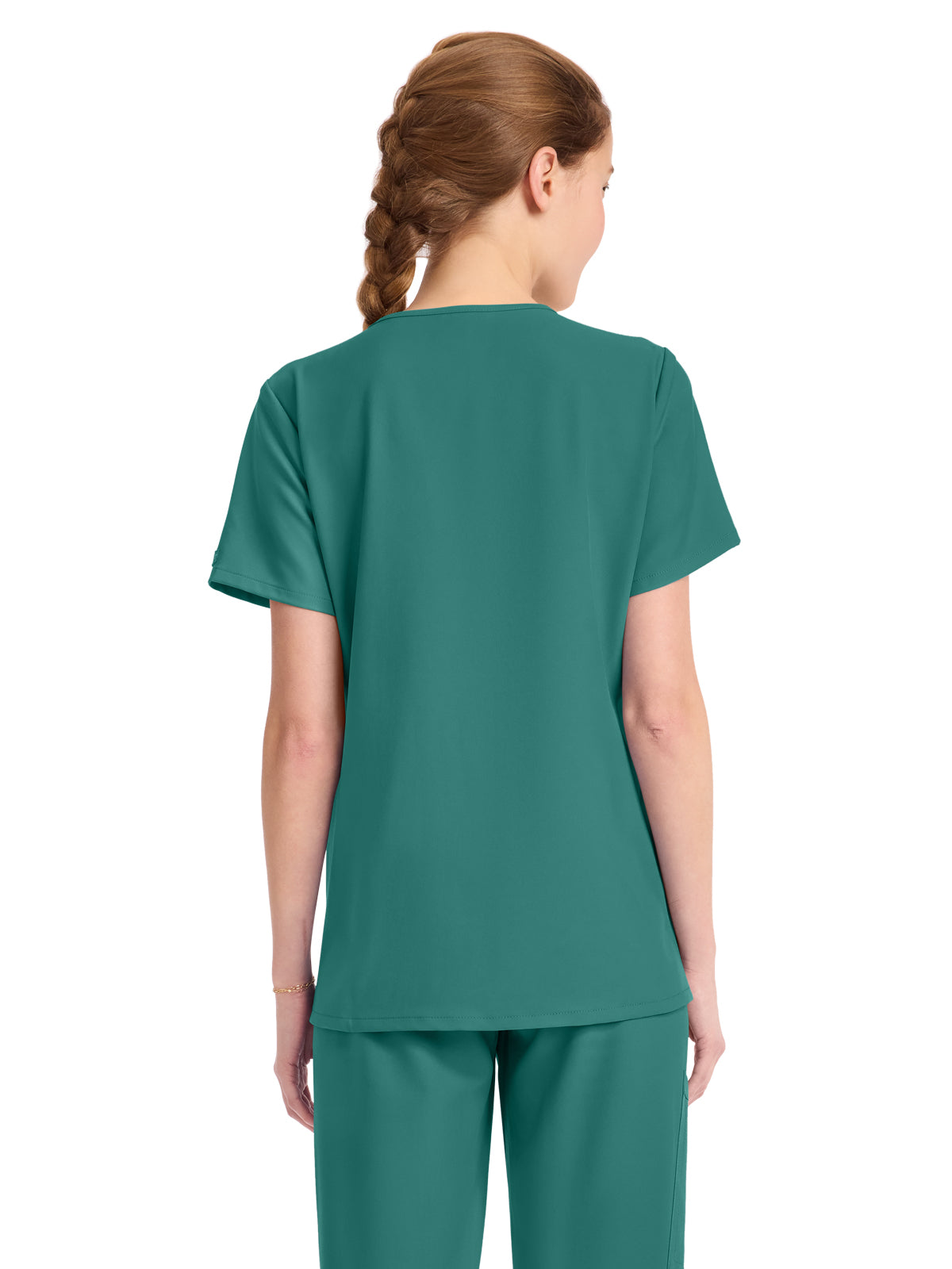 Women's 1-Pocket Tuck-In V-Neck Top - CK954A - Teal Blue