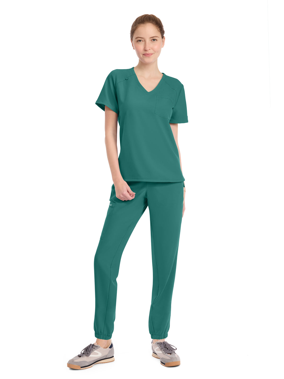 Women's 1-Pocket Tuck-In V-Neck Top - CK954A - Teal Blue