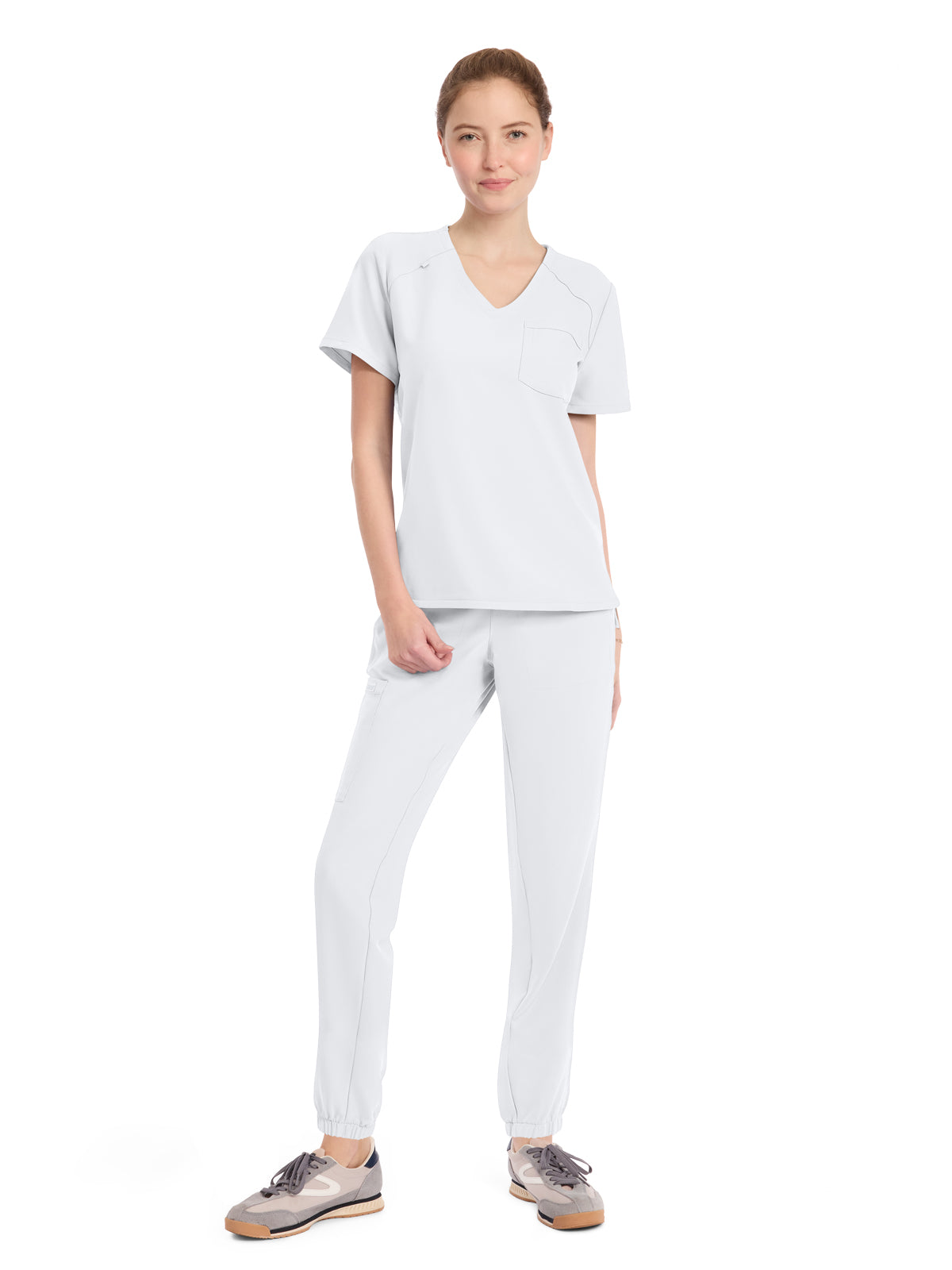 Women's 1-Pocket Tuck-In V-Neck Top - CK954A - White