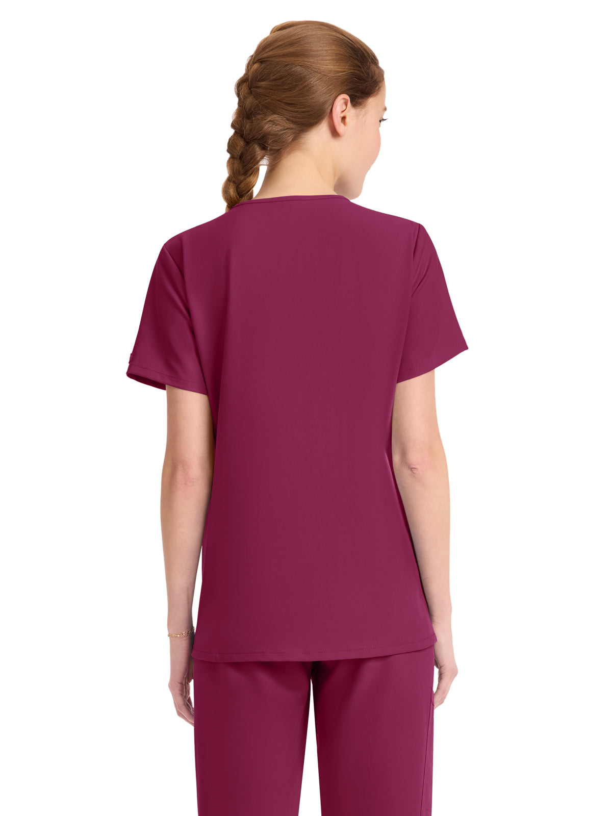 Women's 1-Pocket Tuck-In V-Neck Top - CK954A - Wine