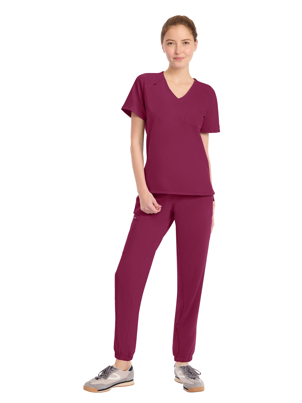 Women's 1-Pocket Tuck-In V-Neck Top - CK954A - Wine