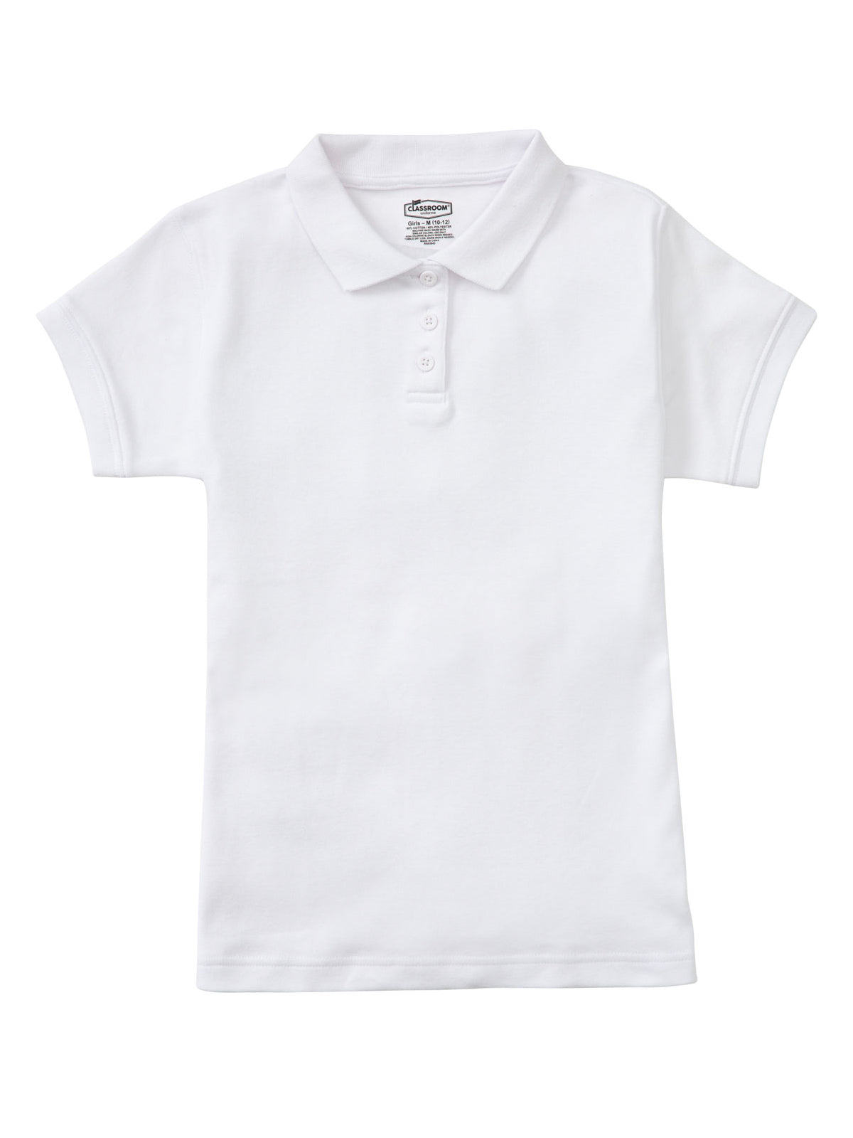 Junior Girls' Short Sleeve Fitted Interlock Polo - CR858X - White