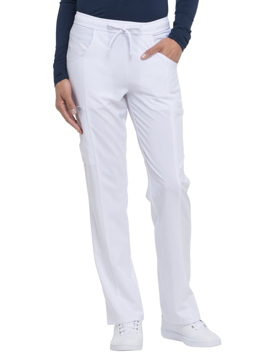 Women's Mid Rise Straight Leg Drawstring Pant - DK010 - White
