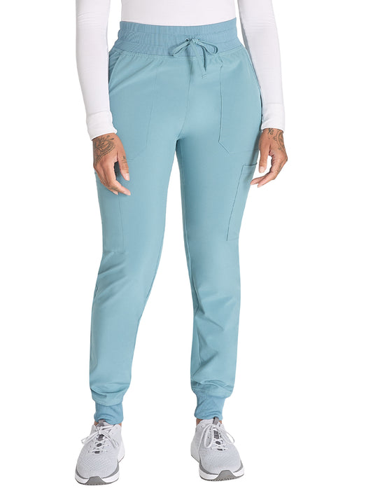 Women's 6-Pocket Mid Rise Jogger Pant - DK065 - Mineral Blue