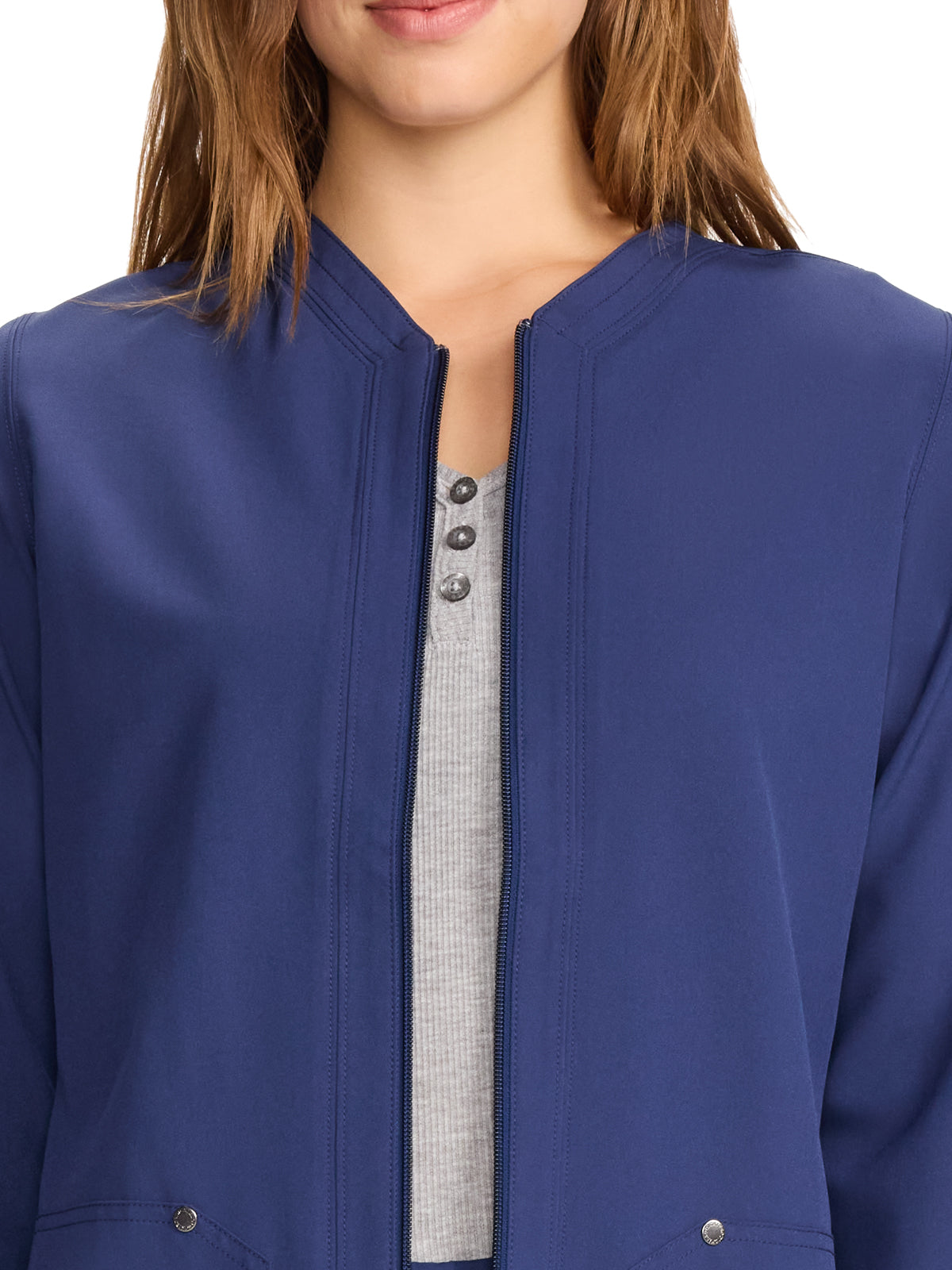Women's 2-Pocket Front-Zip Jacket - DK322 - Navy