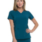 Women's 2-Pocket Contemporary V-Neck Top - DK615 - Caribbean Blue