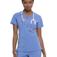 Women's 2-Pocket Contemporary V-Neck Top - DK615 - Ciel