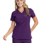 Women's 2-Pocket Contemporary V-Neck Top - DK615 - Eggplant