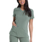 Women's 2-Pocket Contemporary V-Neck Top - DK615 - Olive
